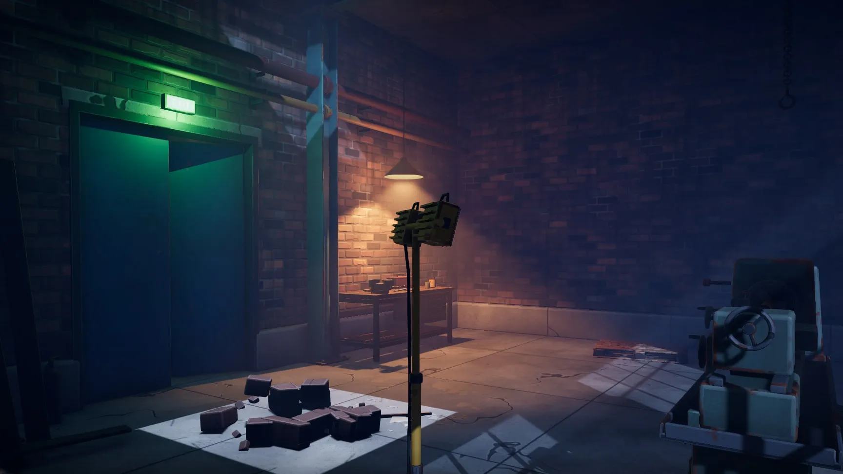 Baked indirect light, work lamp and exit sign