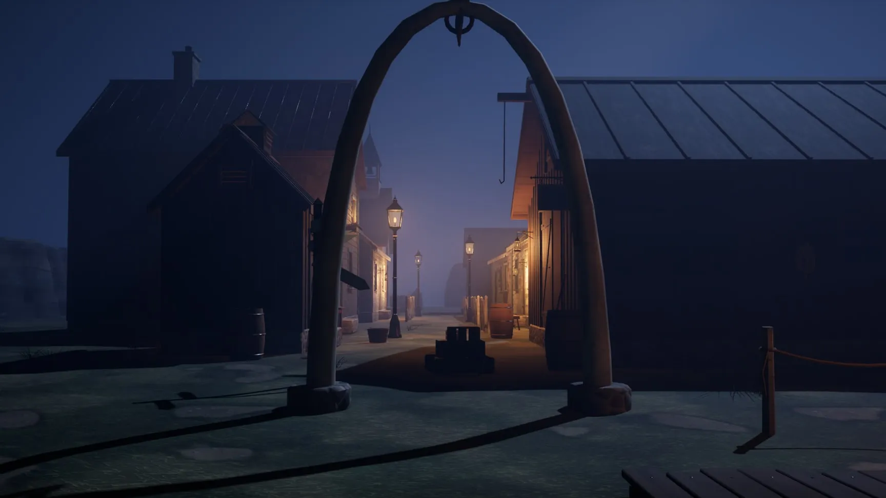 The village lane through the whalebone arch