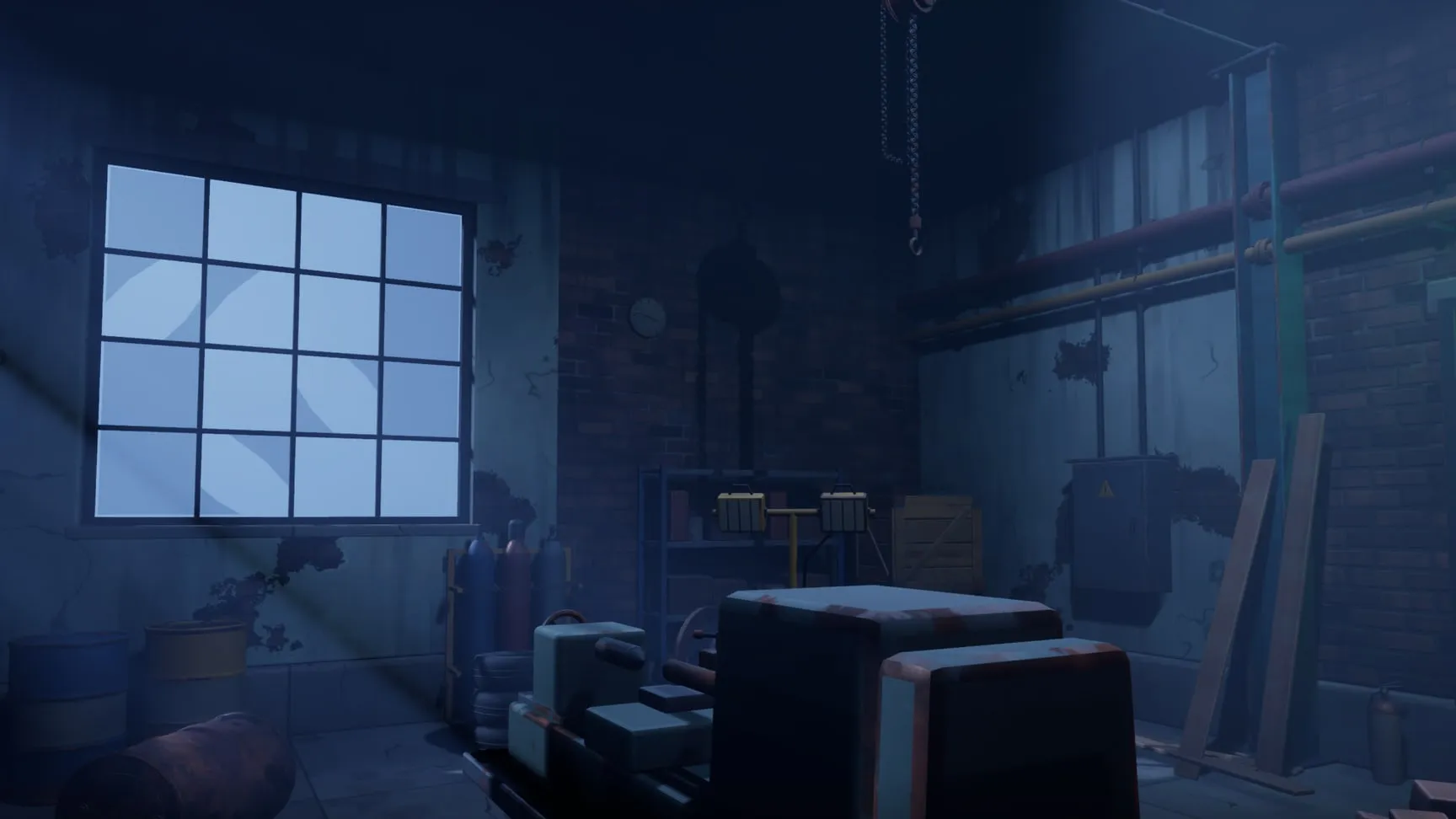 Moonlight through the factory windows