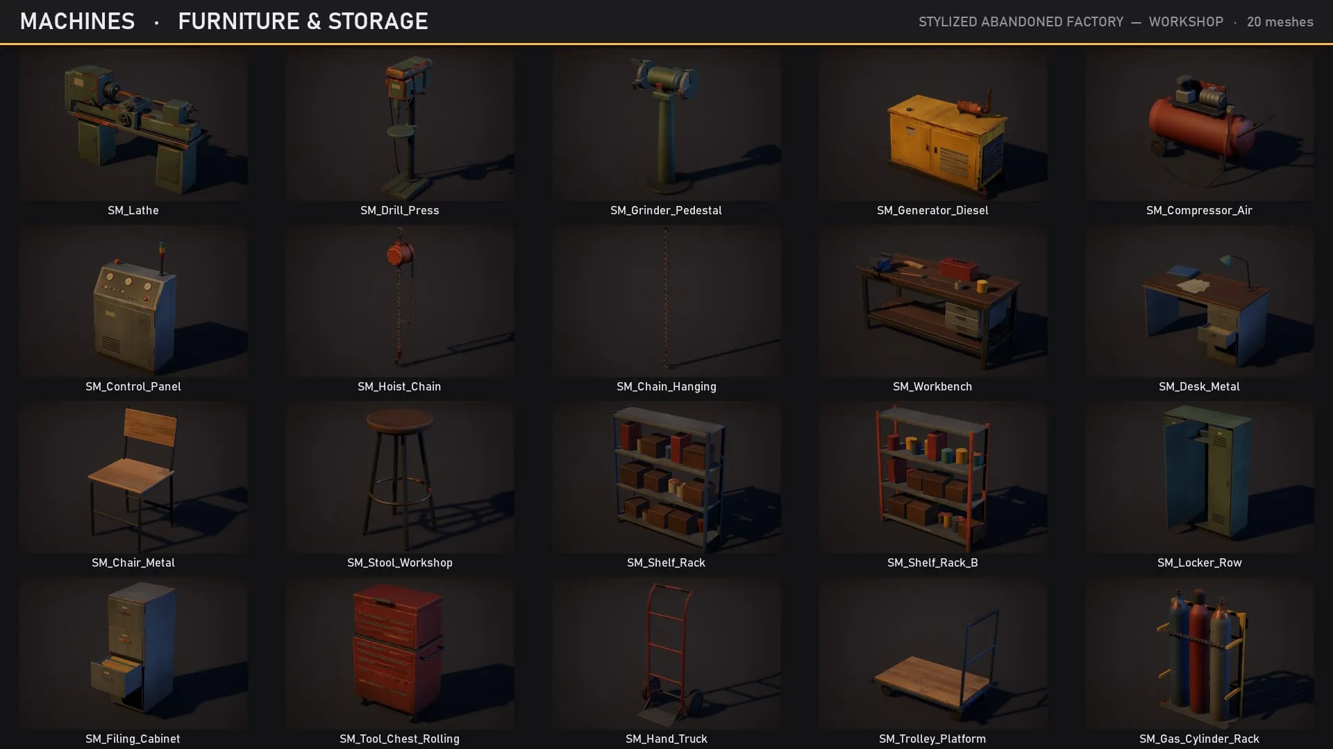 Machines, furniture and storage