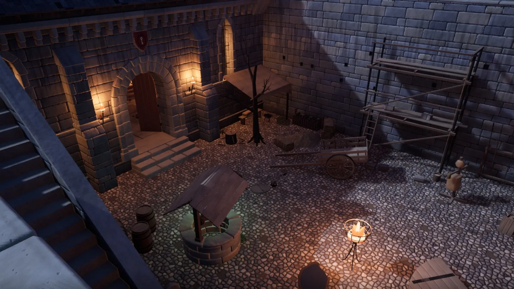 The courtyard and its working corners from the curtain walk