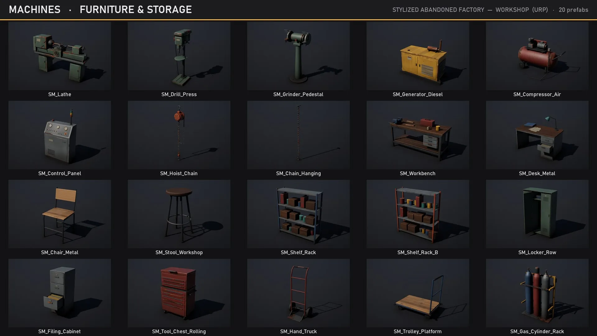 Machines, furniture and storage
