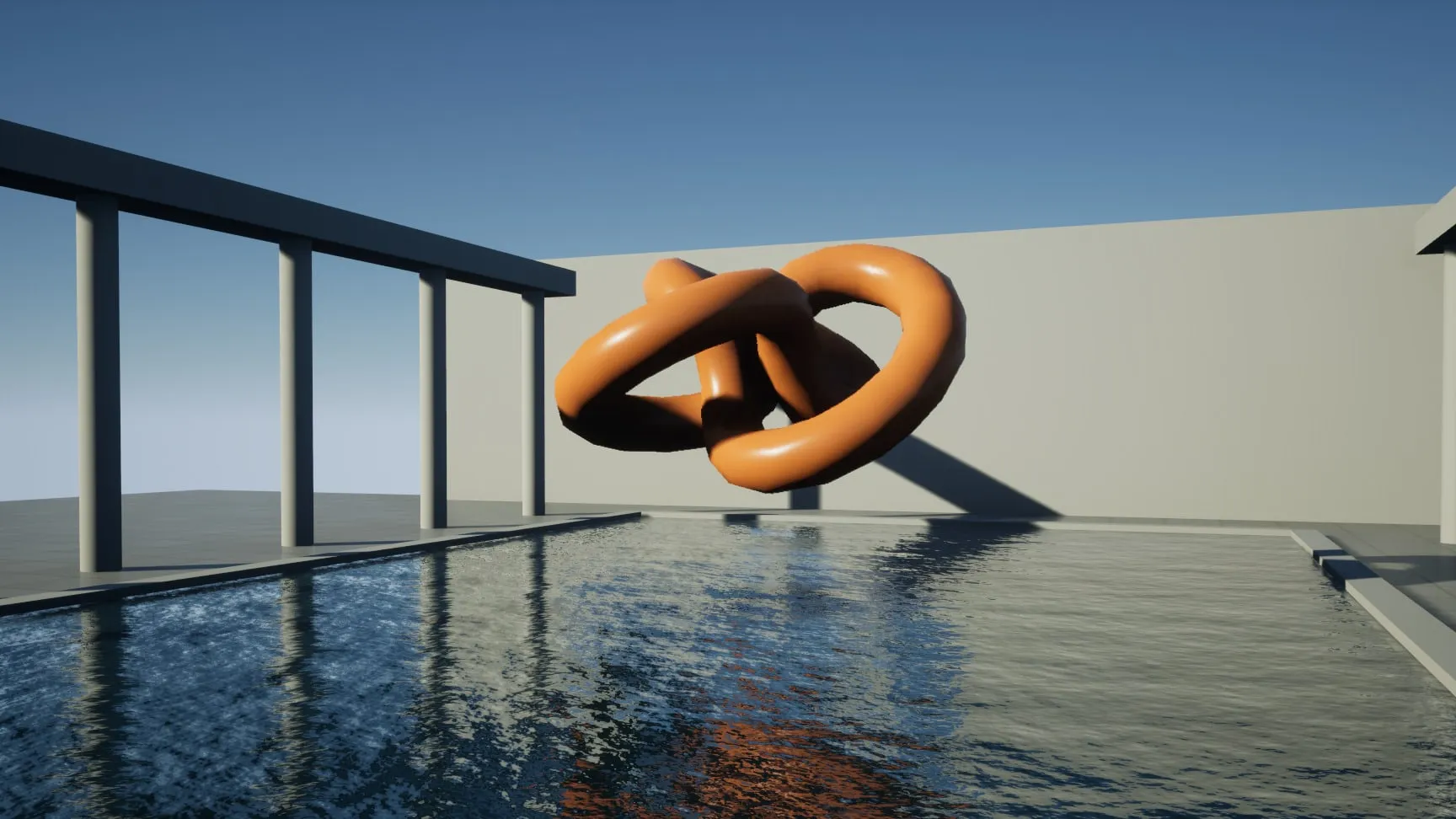 Water: the reflection bends with the surface normals