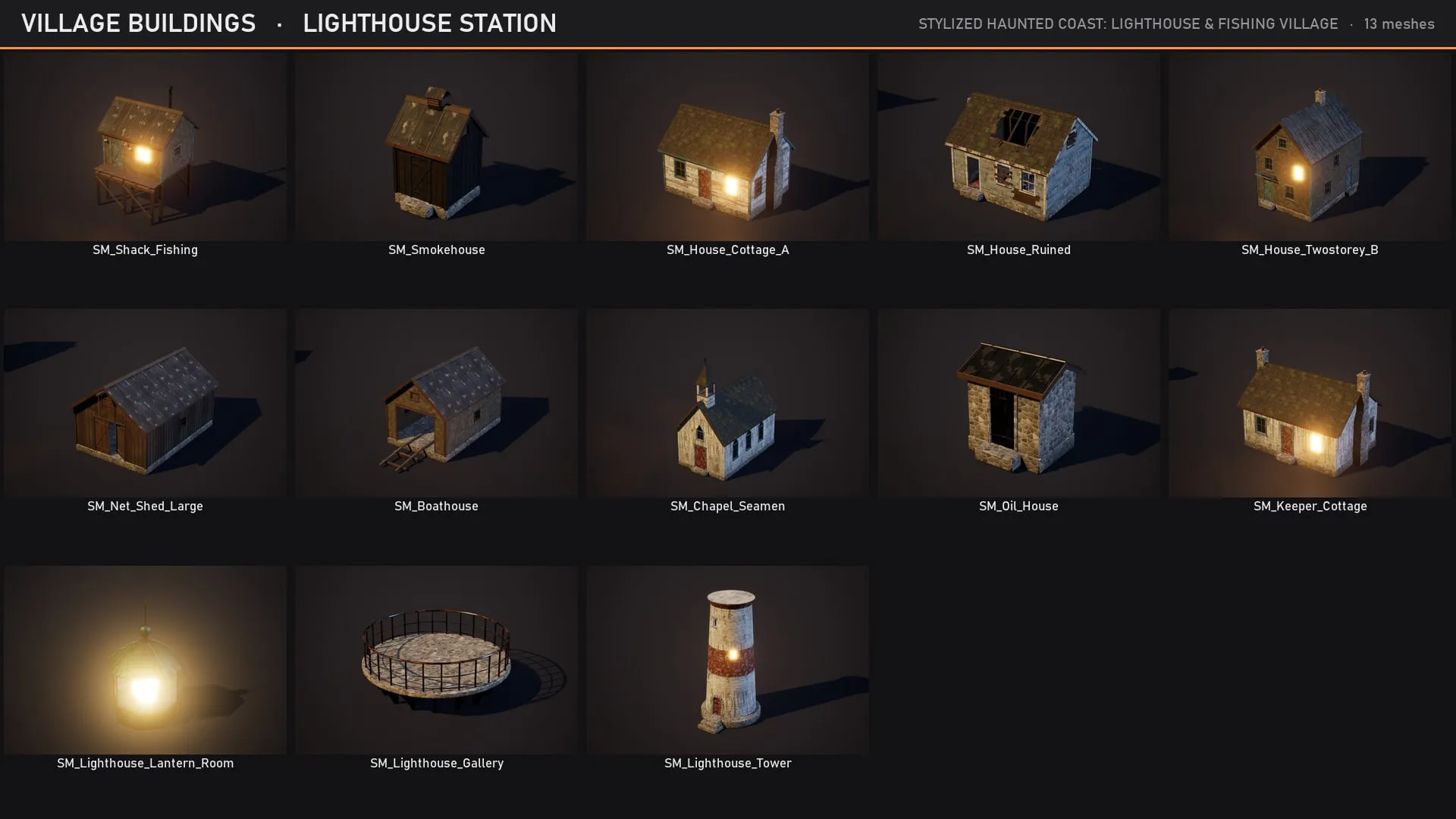Village buildings and the lighthouse station