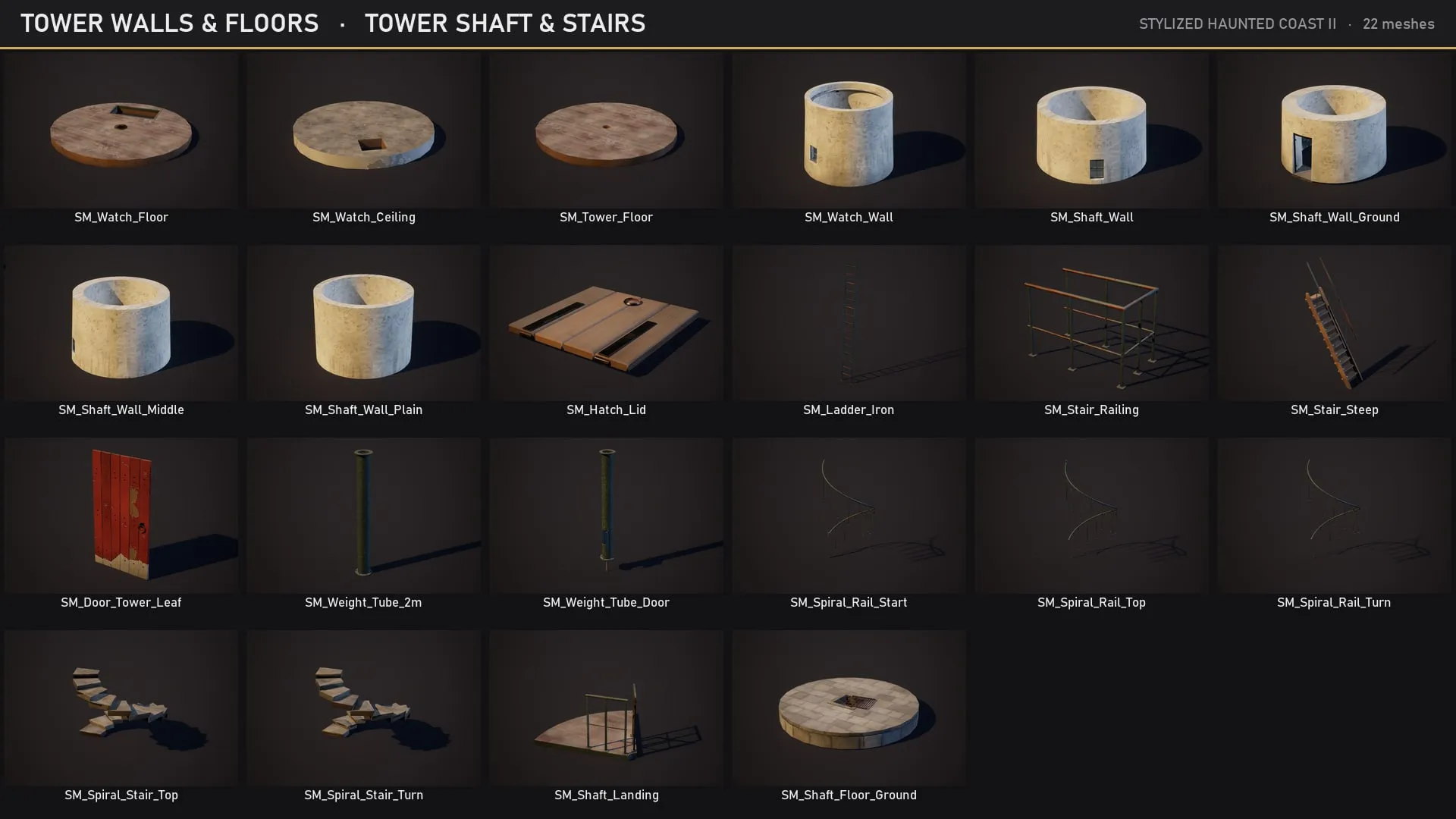Catalog: tower walls, floors, shaft and stairs
