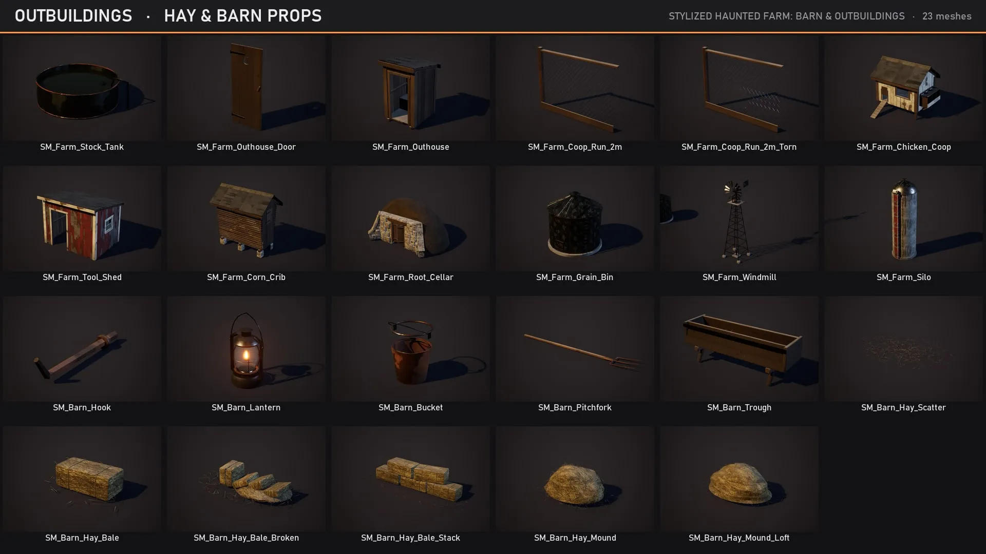 Outbuildings, hay and barn props
