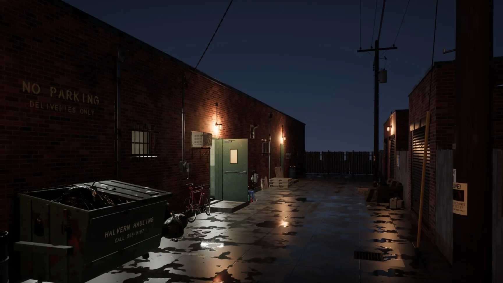 The service alley behind the shop