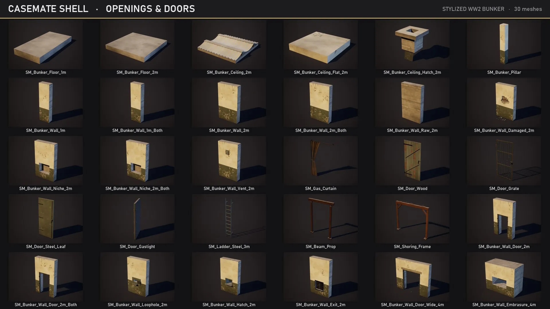 Catalog: casemate shell, openings and doors