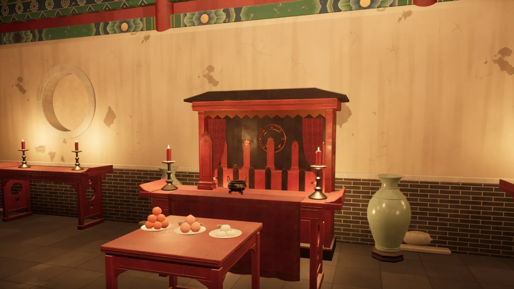 Inside the ancestral hall